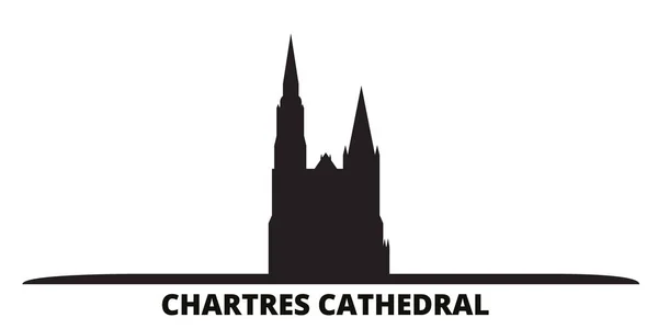 Francia, Chartres skyline città isolato illustrazione vettoriale. Francia, Chartres viaggiare paesaggio urbano nero — Vettoriale Stock