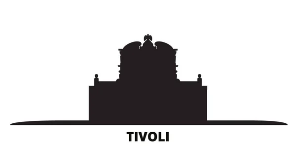 Italia, Tivoli, Villa Deste ciudad skyline ilustración vectorial aislado. Italia, Tivoli, Villa Deste viajes negro paisaje urbano — Vector de stock