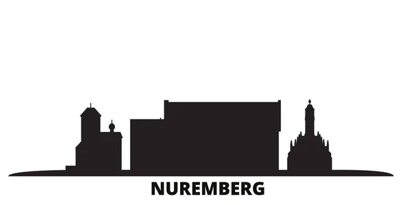 Alemania, ciudad de Nuremberg skyline ilustración vectorial aislado. Alemania, Nuremberg viajes negro paisaje urbano — Vector de stock
