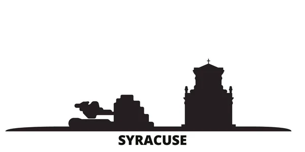 Itálie, Syracuse City City panorama izolované vektorové ilustrace. Itálie, Syracuse City cestování černé město — Stockový vektor