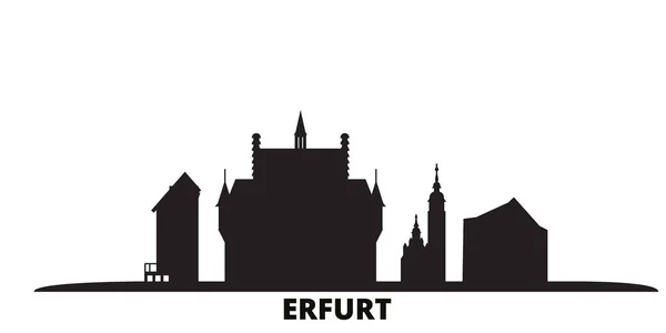 Deutschland, erfurts stadtsilhouette isolierte vektorillustration. deutschland, erfurt reise schwarzes stadtbild — Stockvektor