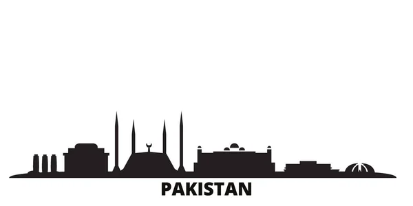 Pakistán, ciudad de Islamabad skyline ilustración vectorial aislado. Pakistán, Islamabad viaje negro paisaje urbano — Vector de stock