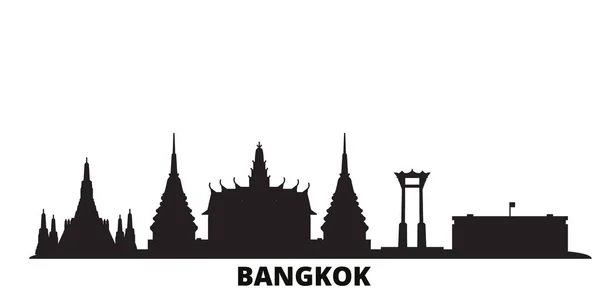 Tajlandia, Bangkok miasto panorama odizolowany wektor ilustracji. Tajlandia, Bangkok podróży czarny krajobraz miasta — Wektor stockowy