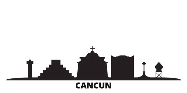 México, ciudad de Cancún skyline ilustración vectorial aislado. México, Cancún viaje negro paisaje urbano — Vector de stock