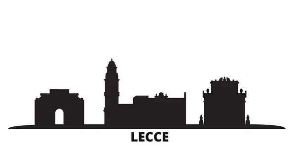 Italie, ville de Lecce skyline illustration vectorielle isolée. Italie, Lecce voyage paysage urbain noir — Image vectorielle