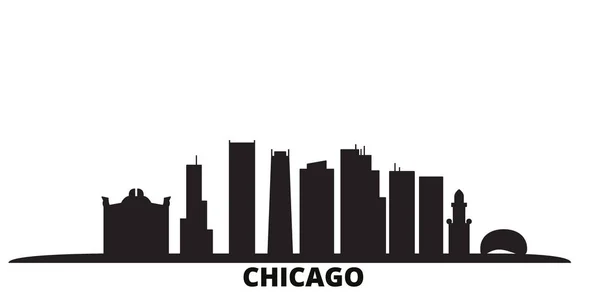 Estados Unidos, ciudad de Chicago skyline ilustración vectorial aislado. Estados Unidos, Chicago travel black cityscape — Vector de stock