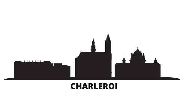Belgia, miasto Charleroi panorama odizolowany wektor ilustracji. Belgia, Charleroi podróży czarny krajobraz miasta — Wektor stockowy