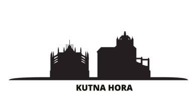 Çek Cumhuriyeti, Kutna Hora şehri silueti izole edilmiş vektör çizimi. Çek Cumhuriyeti ve Kutna Hora siyah şehir manzarası ile seyahat ediyorlar