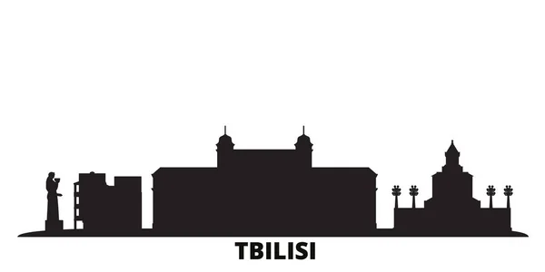 Georgia, Tbilisi cidade skyline ilustração vetorial isolado. Geórgia, Tbilisi viagem paisagem urbana preta — Vetor de Stock