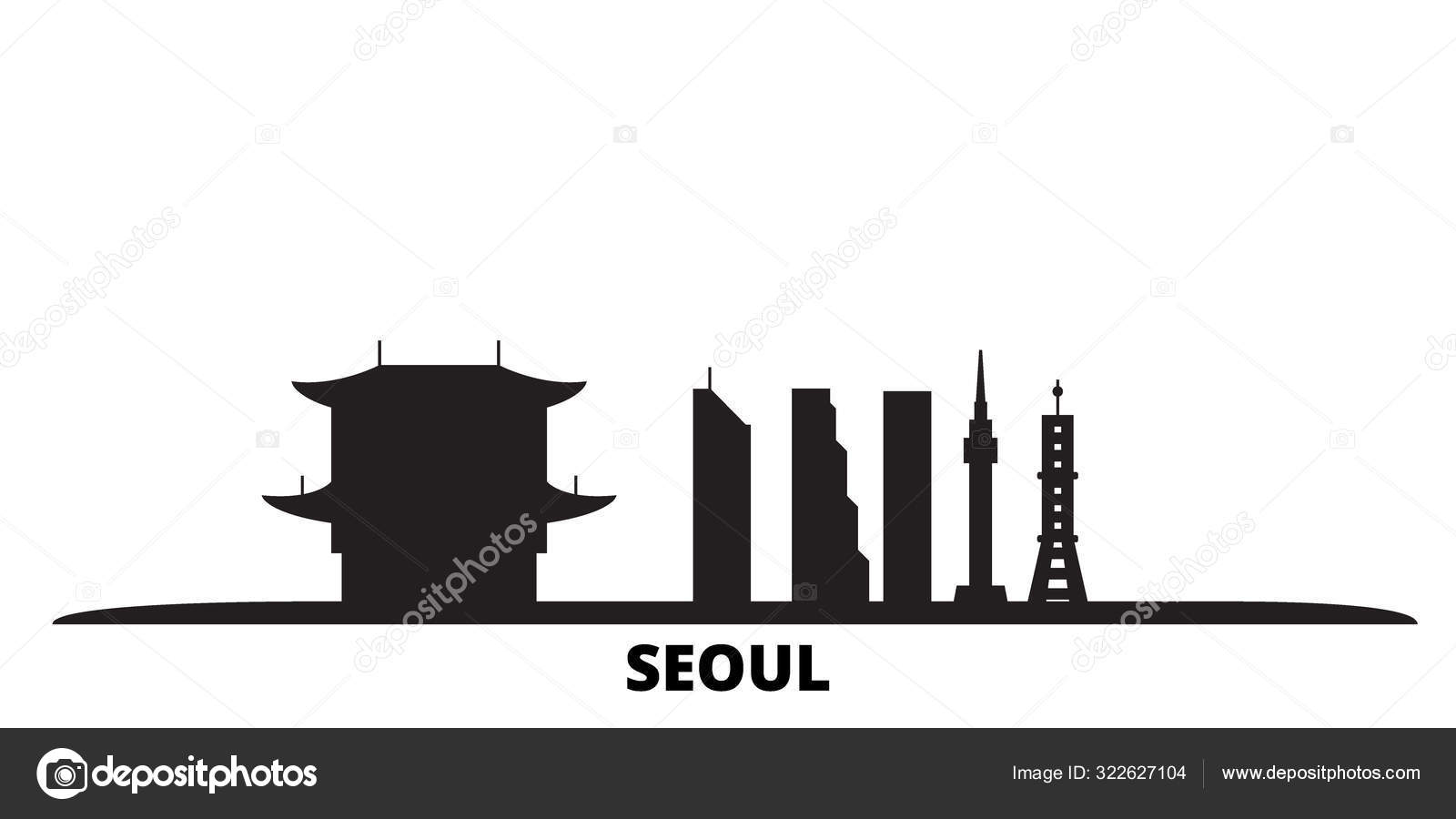韓国 ソウル市のスカイライン孤立ベクトルイラスト 韓国 ソウル旅行黒の街並み ストックベクター C Iconsgraph