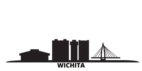 Estados Unidos, ciudad de Wichita skyline ilustración vectorial aislado. Estados Unidos, Wichita travel black city scape — Vector de stock