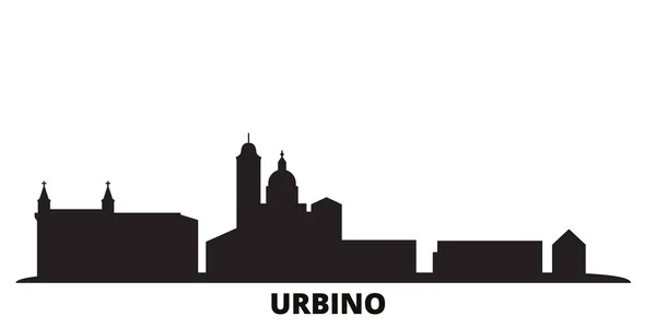 Italie, Urbino City skyline illustration vectorielle isolée. Italie, Urbino Ville Voyage paysage urbain noir — Image vectorielle
