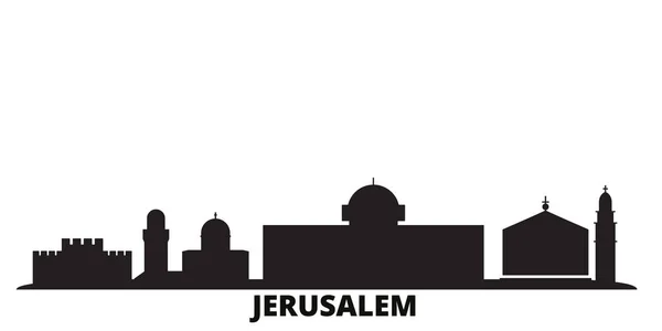 Izrael, panorama Jeruzaléma, izolované vektorové ilustrace. Izrael, Jeruzalém cestovní město s orientačními body — Stockový vektor