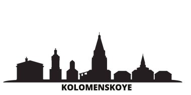 Rusya, Kolomenskoye, Yükseliş Kilisesi gökyüzü çizgisi izole vektör çizimi. Rusya, Kolomenskoye, Yükseliş Kilisesi Siyah Şehir Bölgesi 'ne Seyahat Ediyor