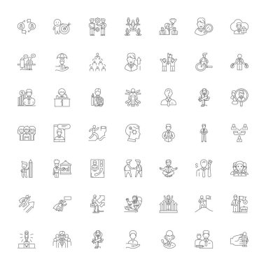 Executive linear icons, signs, symbols vector line illustration set