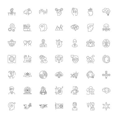 Dijital teknoloji doğrusal simgeler, işaretler, semboller vektör çizgisi çizimi