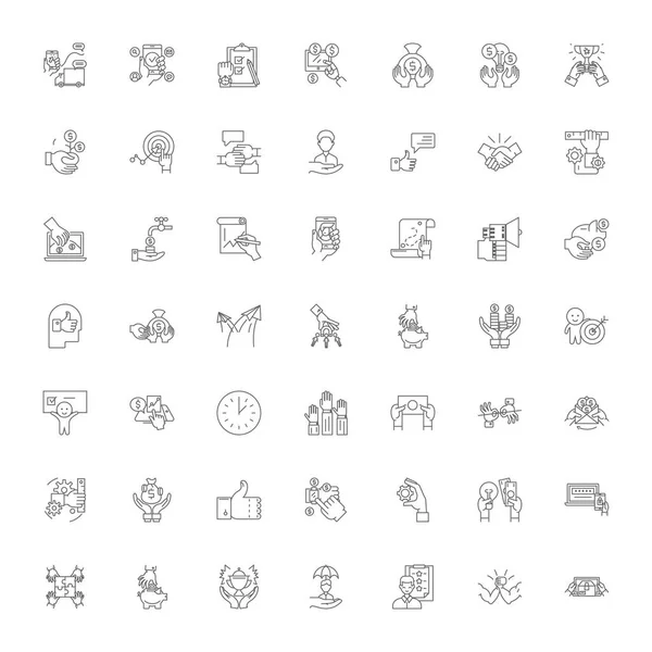 Business motivation linear icons, signs, symbols vector line illustration set — ストックベクタ