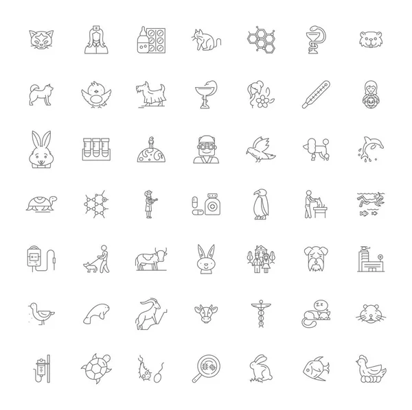 Pet shop linear icons, signs, symbols vector line illustration set — Stock Vector