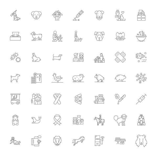 Anymal miłość liniowe ikony, znaki, symbole wektor linii ilustracji zestaw — Wektor stockowy