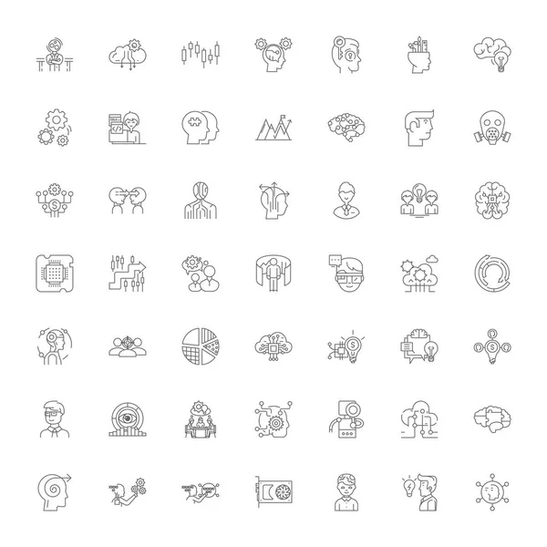 Lineare Symbole, Zeichen, Symbole, Vektorlinien-Illustrationsset der Digitaltechnologie — Stockvektor