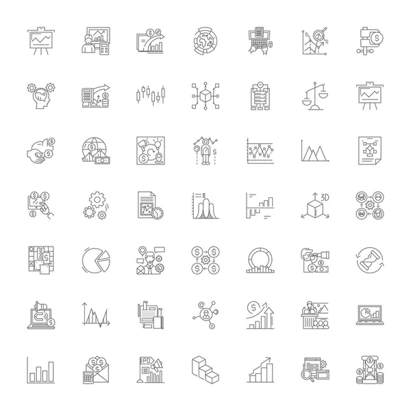 Линейные иконки, знаки, векторные линии символов — стоковый вектор
