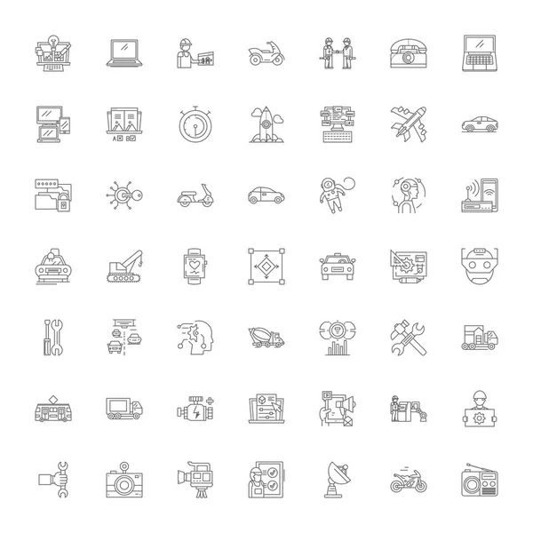 Gestion d'usine icônes linéaires, signes, symboles ensemble d'illustration de ligne vectorielle — Image vectorielle