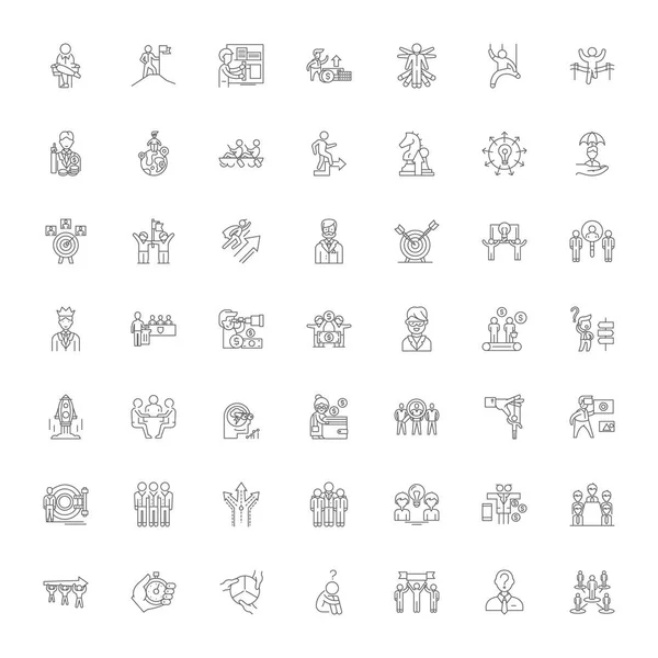 Idées d'affaires icônes linéaires, signes, symboles ensemble d'illustration de ligne vectorielle — Image vectorielle