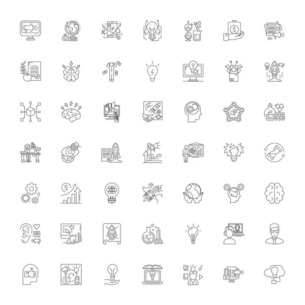 Discusión de negocios iconos lineales, signos, símbolos vector línea ilustración conjunto — Vector de stock