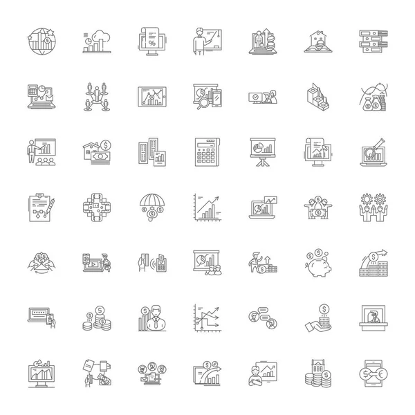 Acheter une entreprise icônes linéaires, signes, symboles ensemble d'illustration de ligne vectorielle — Image vectorielle