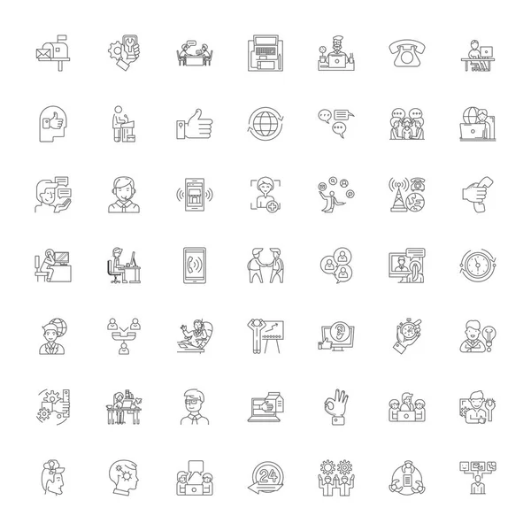 Support client icônes linéaires, signes, symboles vectoriels illustration de ligne ensemble — Image vectorielle