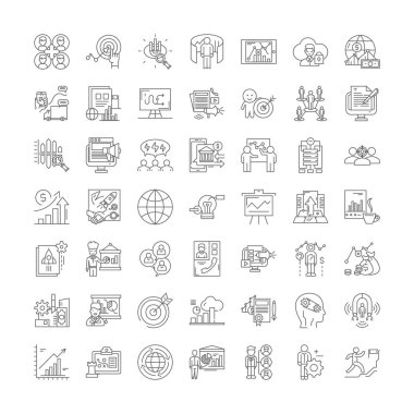 Hitech business linear icons, signs, symbols vector line illustration set