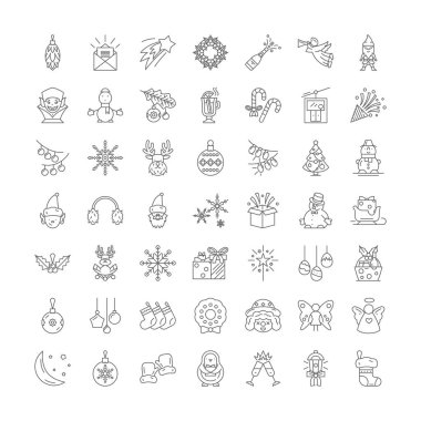 Holidays and vacation linear icons, signs, symbols vector line illustration set