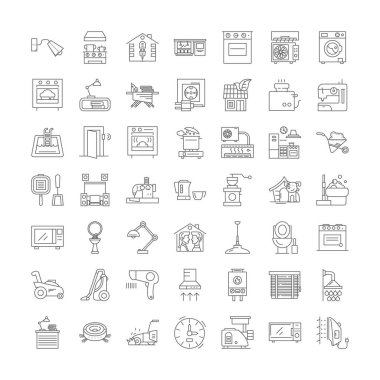 Homeware linear icons, signs, symbols vector line illustration set clipart