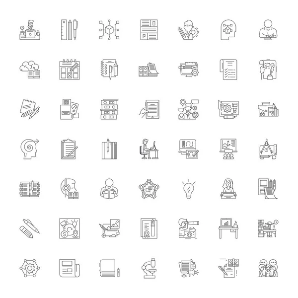 Content marketing linear icons, signs, symbols vector line illustration set — 图库矢量图片