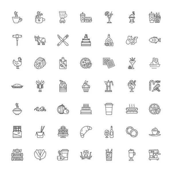 Iconos lineales culinarios, signos, símbolos vector línea ilustración conjunto — Vector de stock