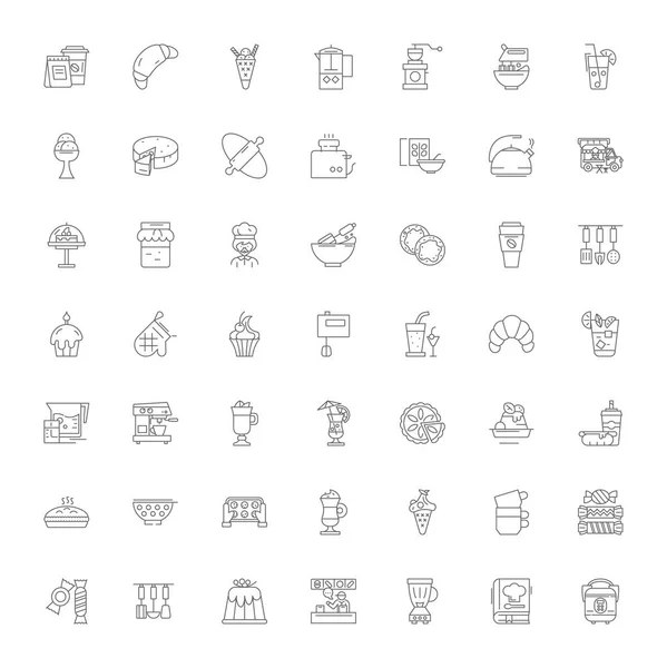 Iconos lineales caramelo, signos, símbolos vector línea ilustración conjunto — Vector de stock
