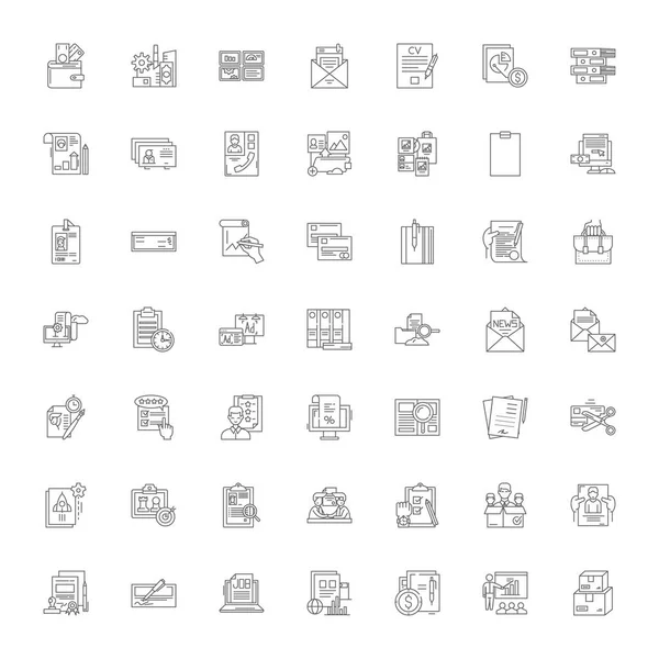 Dokumentieren lineare Icons, Zeichen, Symbole Vektor Line Illustration Set — Stockvektor