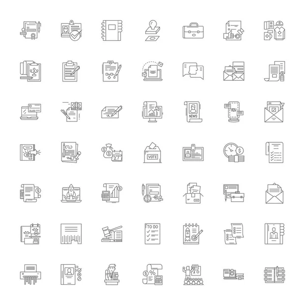 Document linear icons, signs, symbols vector line illustration set Stock Vector Image by