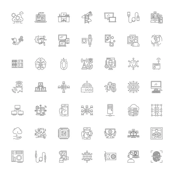 电子存储线性图标、符号、符号矢量线图集 — 图库矢量图片