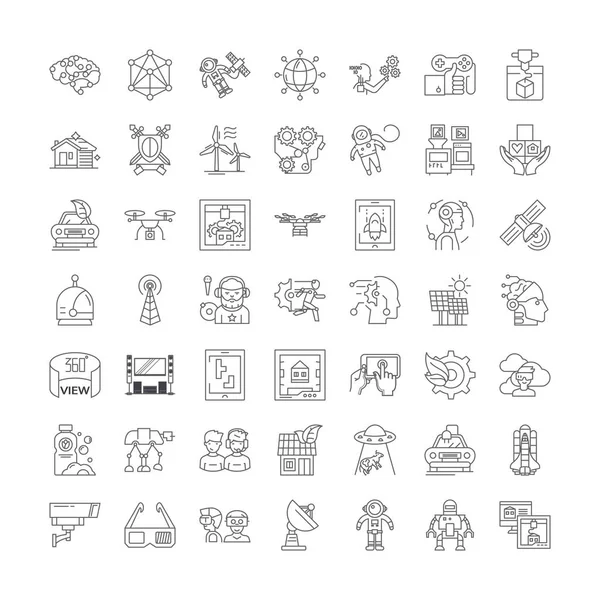 Tendenze future icone lineari, segni, simboli set illustrazione linea vettoriale — Vettoriale Stock