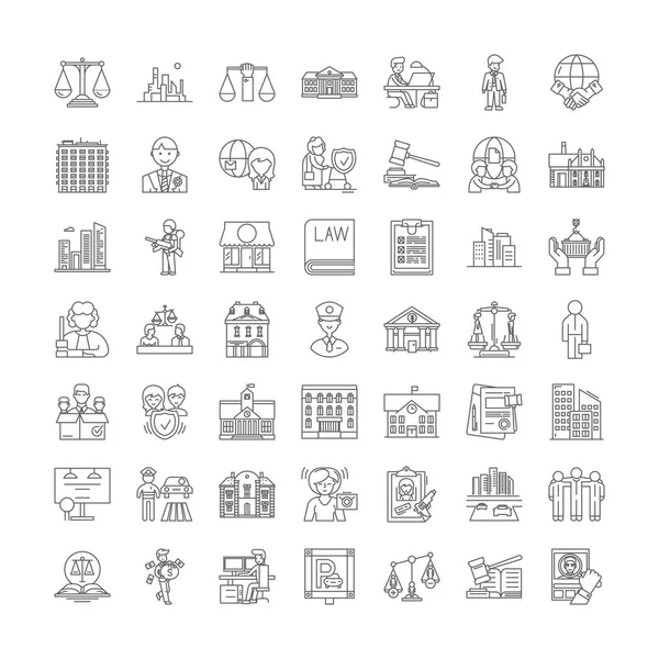 Gobierno iconos lineales, signos, símbolos vector línea ilustración conjunto — Vector de stock