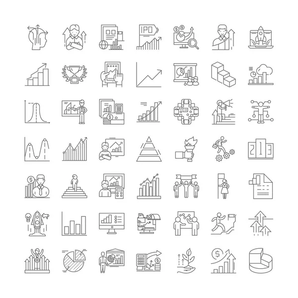 Croissance linéaire icônes, signes, symboles vectoriels illustration de ligne ensemble — Image vectorielle