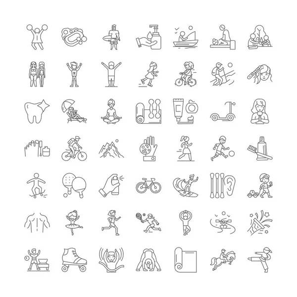 Vie saine icônes linéaires, signes, symboles ensemble d'illustration de ligne vectorielle — Image vectorielle