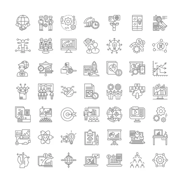 Hitech business company linear icons, signs, symbols vector line illustration set — Stock Vector