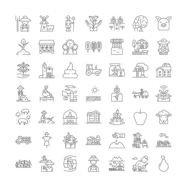 Orticoltura e agricoltura icone lineari, segni, simboli set illustrazione linea vettoriale — Vettoriale Stock