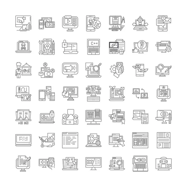 Interface design linear icons, signs, symbols vector line illustration set — Stock Vector