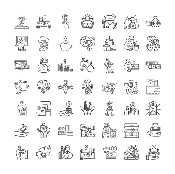 Inwestycyjne ikony liniowe, znaki, symbole wektor linii ilustracji zestaw — Wektor stockowy