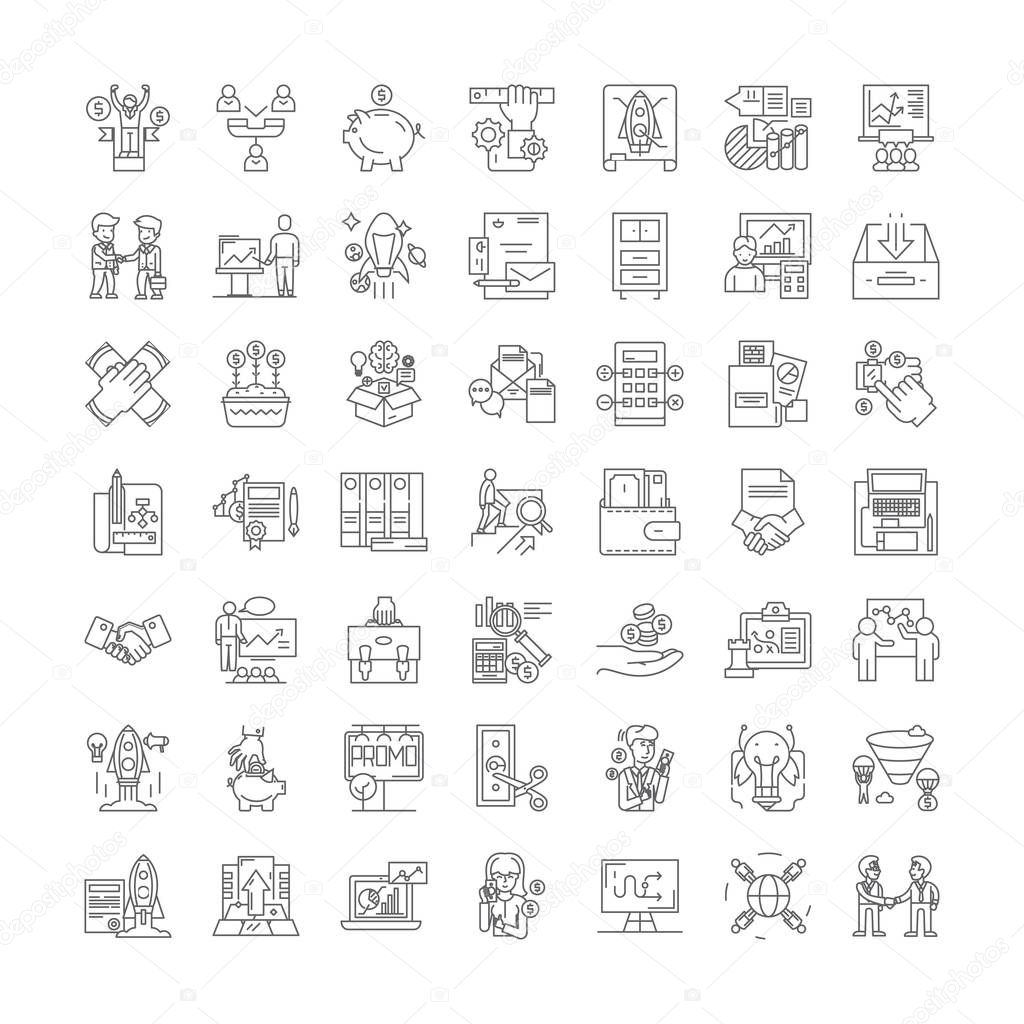 Franchise line icons, signs, symbols vector, linear illustration set
