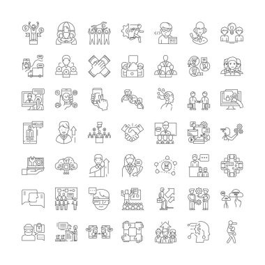 Bakım doğrusal simgeleri, işaretler, semboller vektör çizgisi çizimi