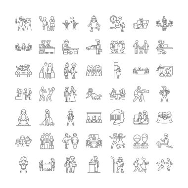 Erkekler kültür doğrusal simgeleri, işaretler, semboller vektör çizgisi çizimi